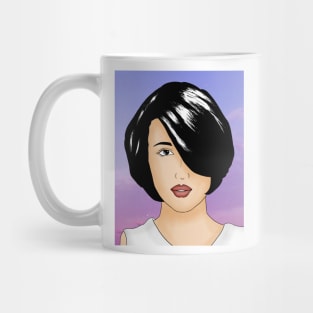 Hand Drawn Short Hair Girl Mug